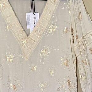 Novella Royale | Jane Dress (or Tunic) in Metallic Gold Lily w/Lace, Sz M ♥ NWT